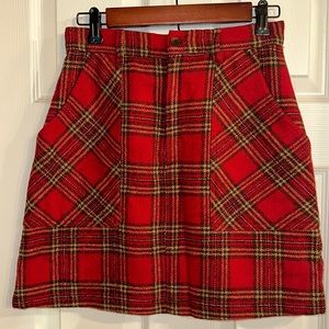 Banana Republic Red Plaid Skirt